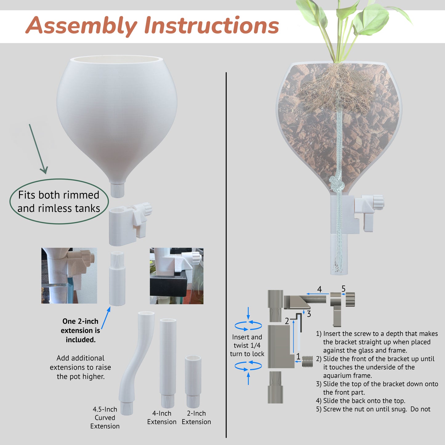 Large Aquarium Wicking Pot – Self Watering Planter | Mossari