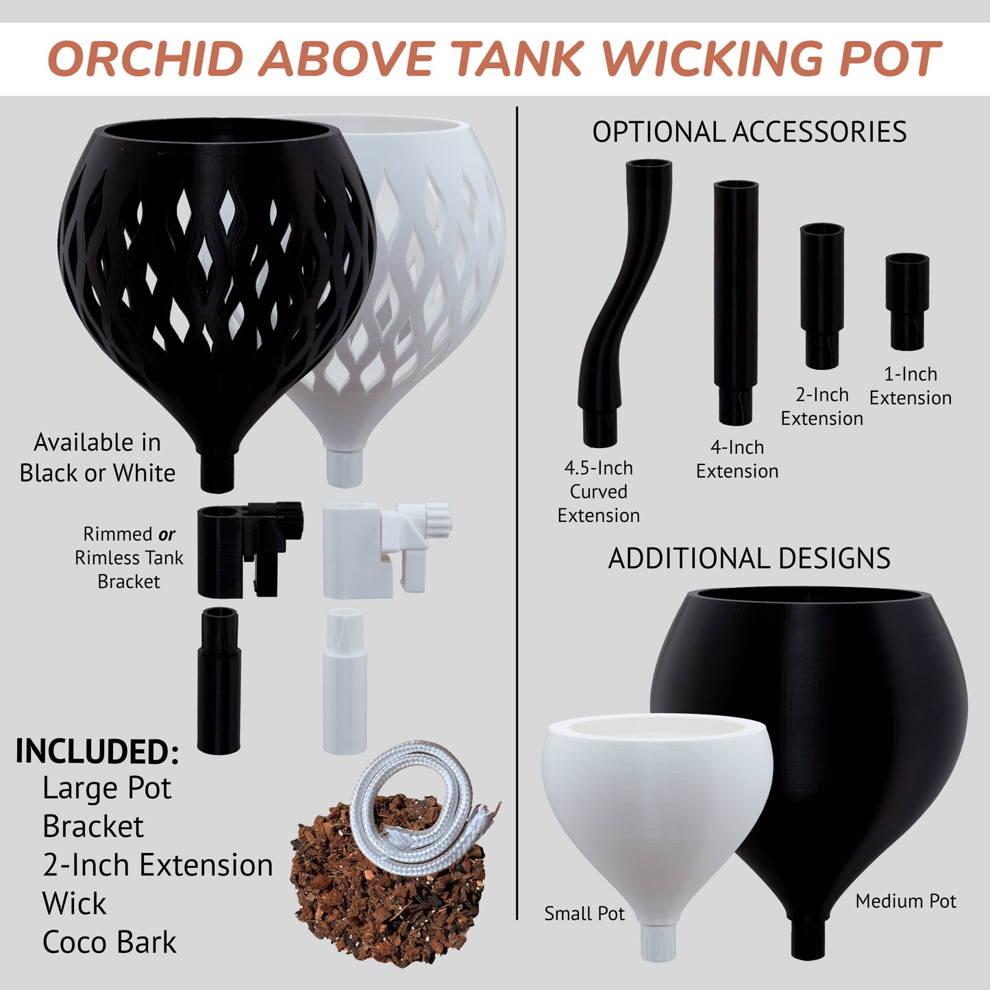 Orchid Aquarium Wicking Pot – Self-Watering Planter for Epiphytes