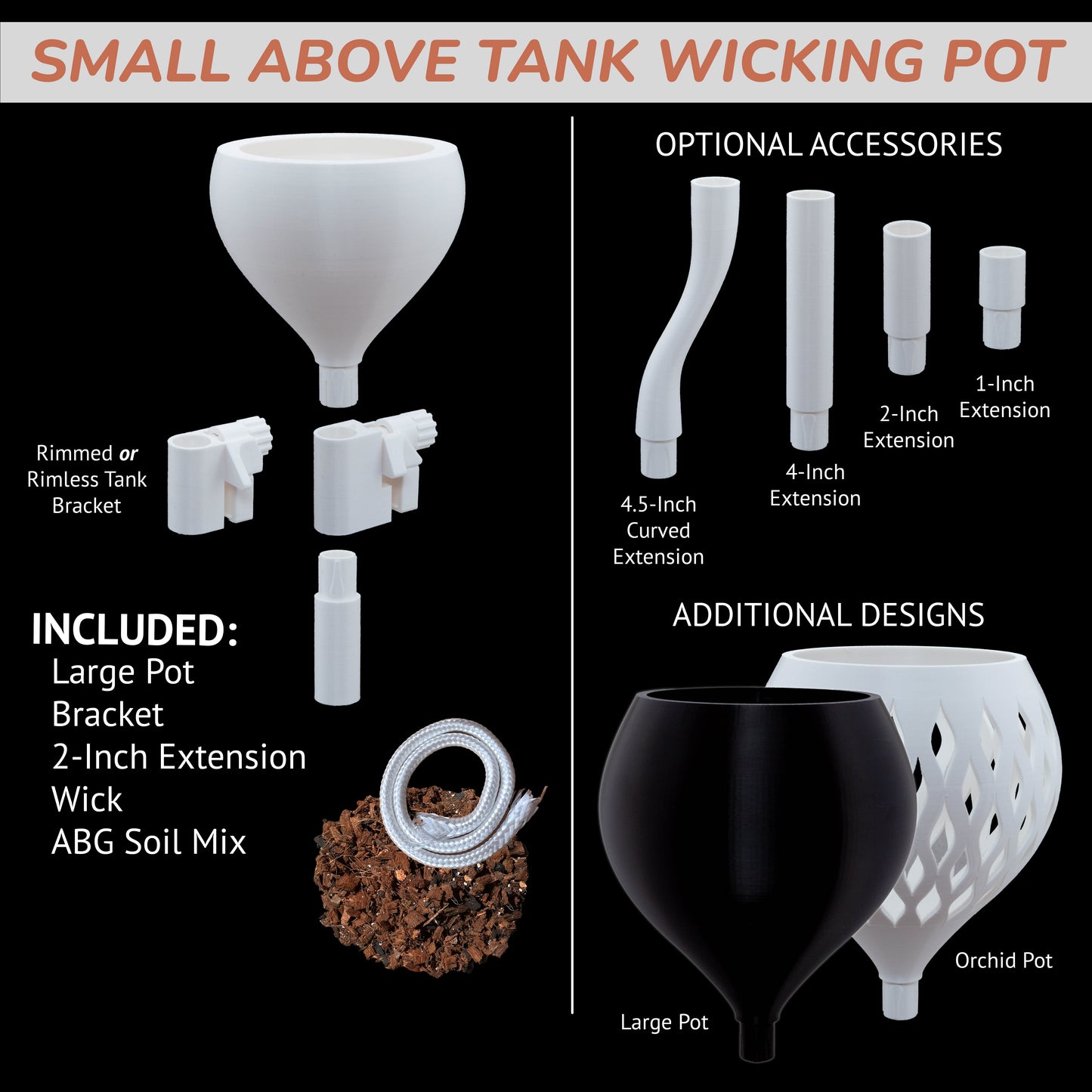 White self-watering pot mounted on top of aquarium